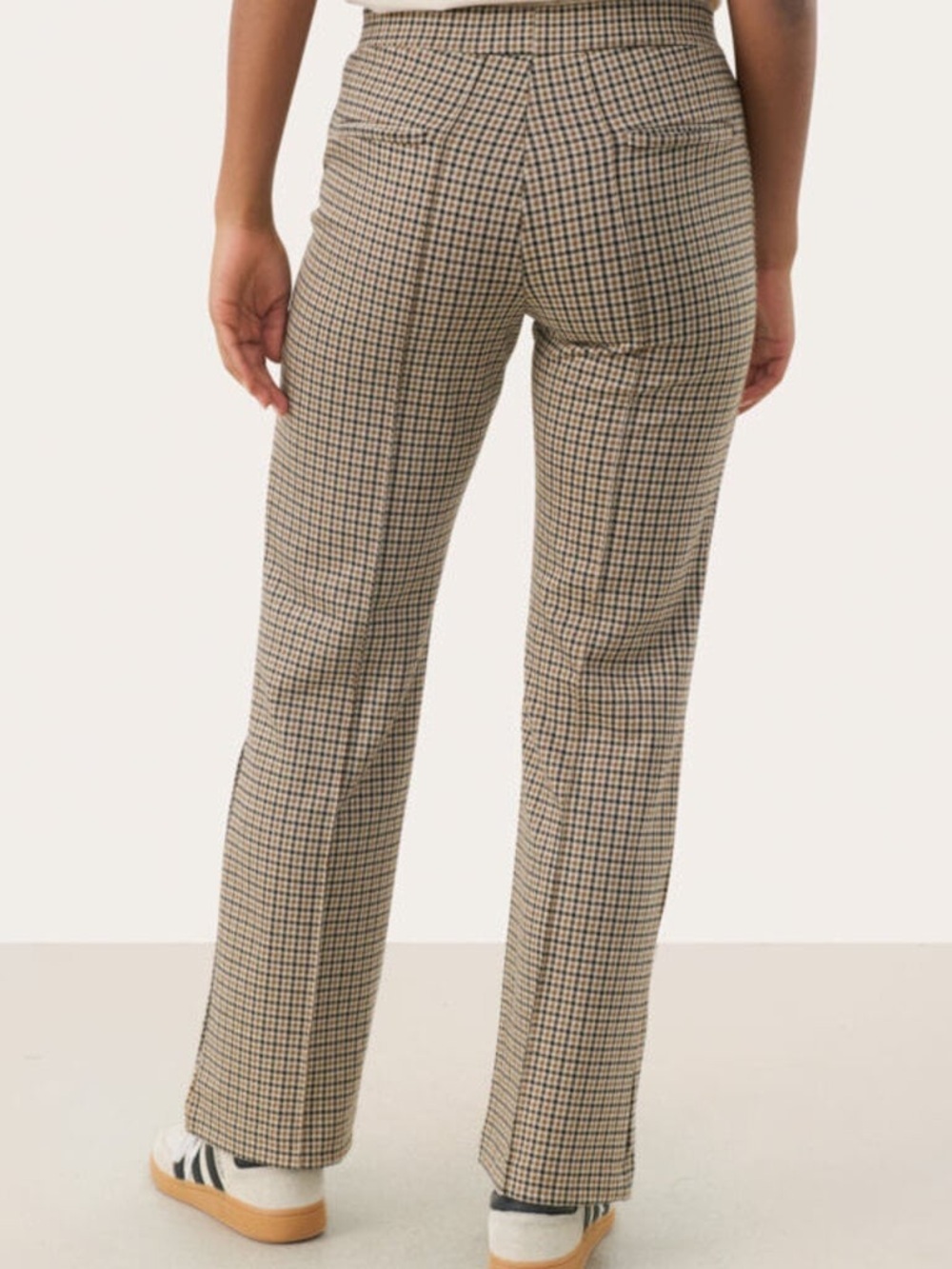 Part Two Pontas Straight Leg Mid Rise Pant Toasted Coconut Check Pattern - Picture 4 of 14